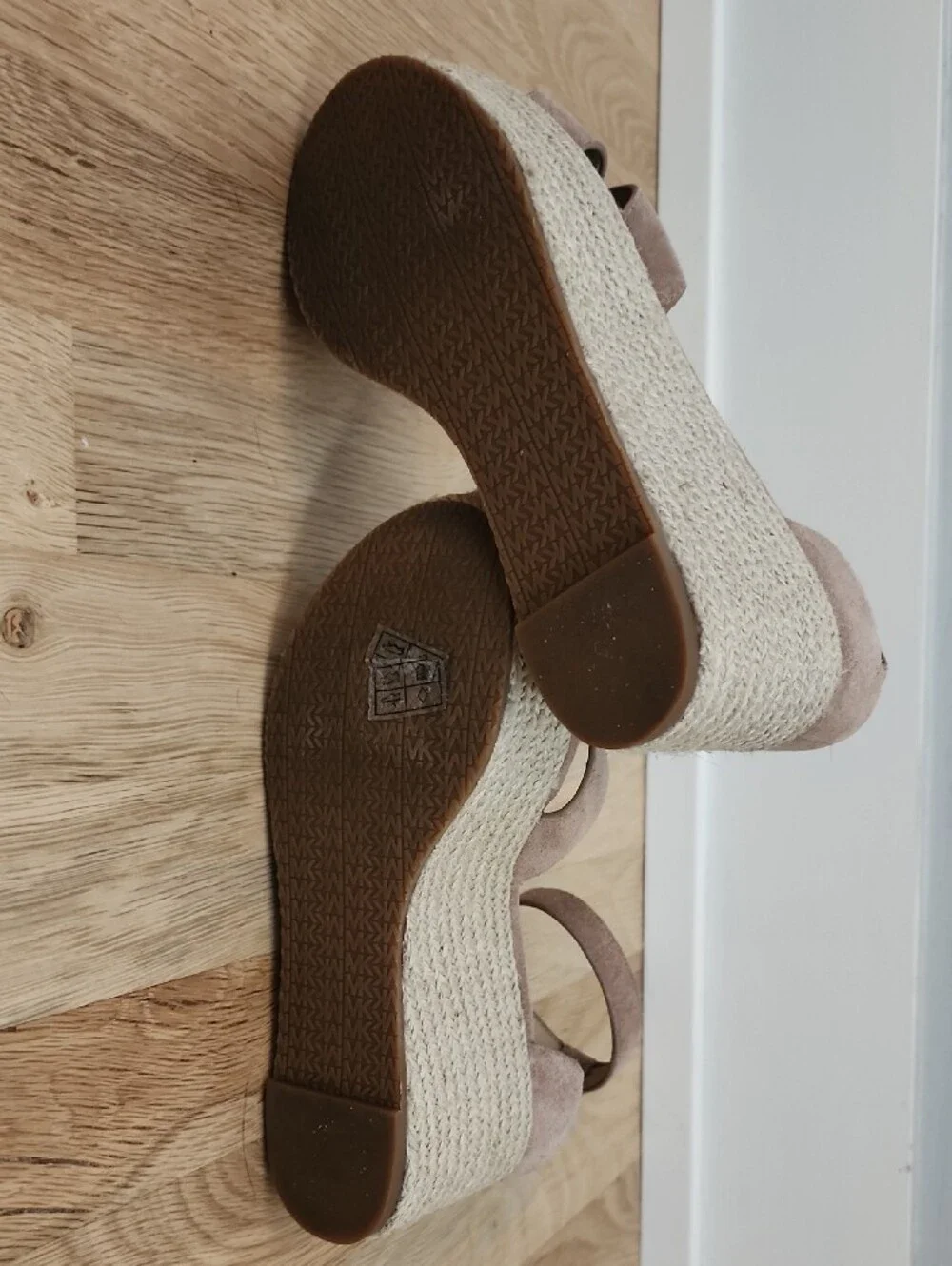 Michael Kors Beige Suede Espadrille Wedge Sandals